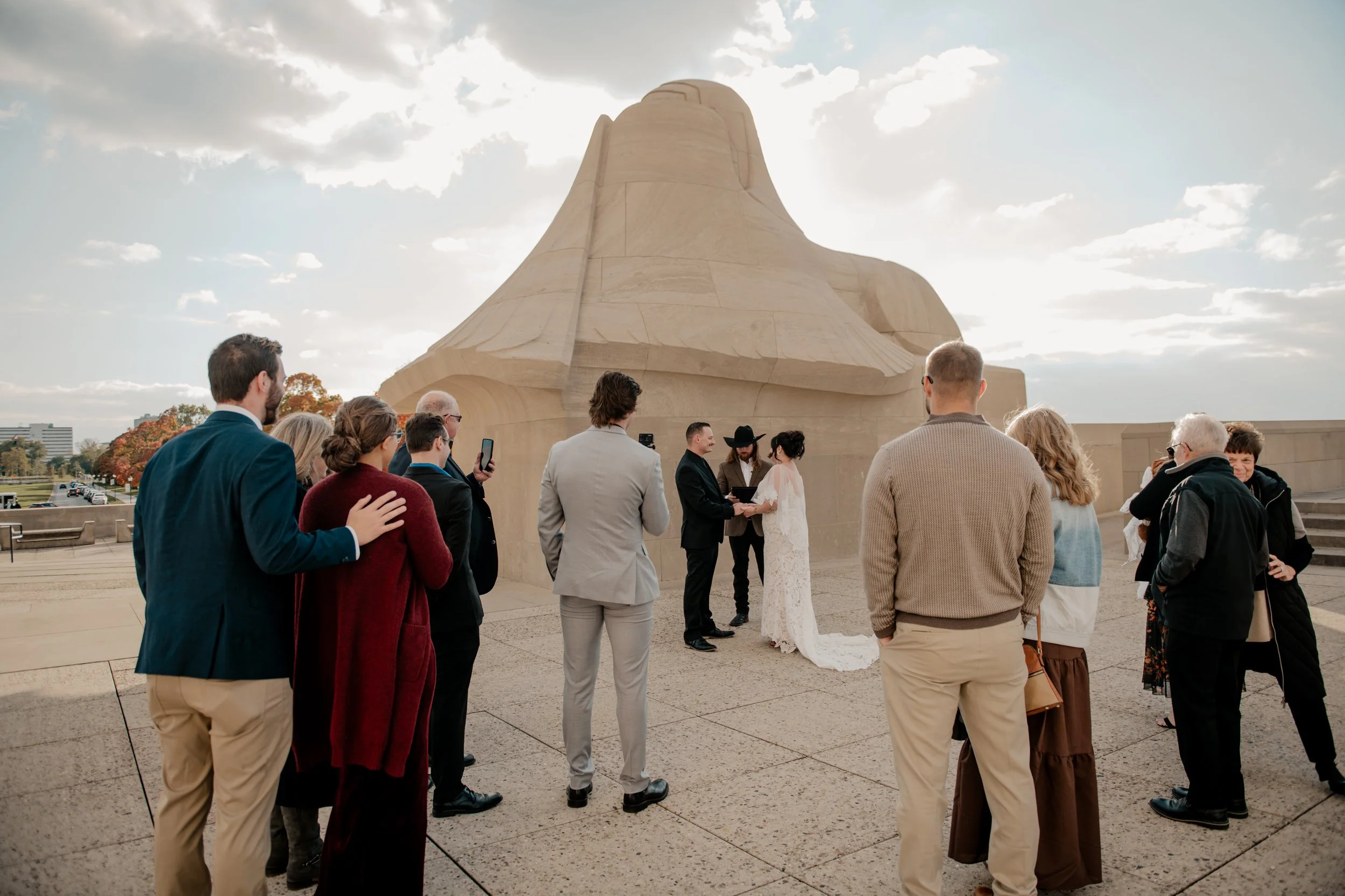 A wedding ceremony held at the Liberty Memorial