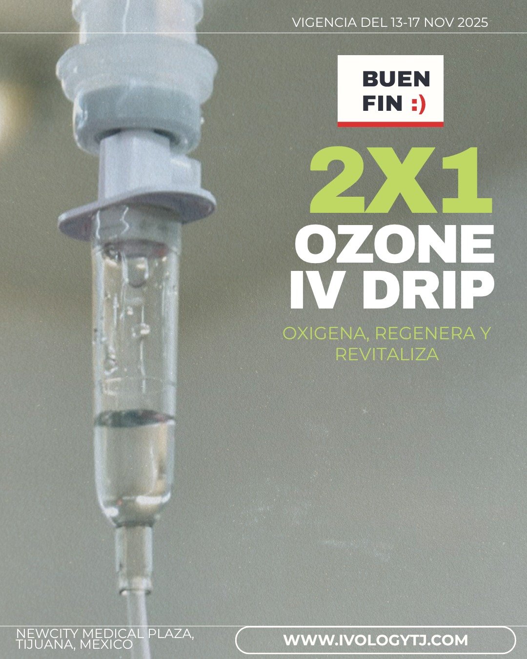 &iquest;Cansancio? &iquest;Baja energ&iacute;a?
💧 Ozone IV Drip 2x1
Recupera vitalidad y bienestar &mdash; Solo del 13-17 de noviembre 2025, 
agenda hoy📲 (664) 715 2861

#ozoneivdrip #ozoneivtreatment #ivtherapytijuana #ozonetherapytijuana #newcity