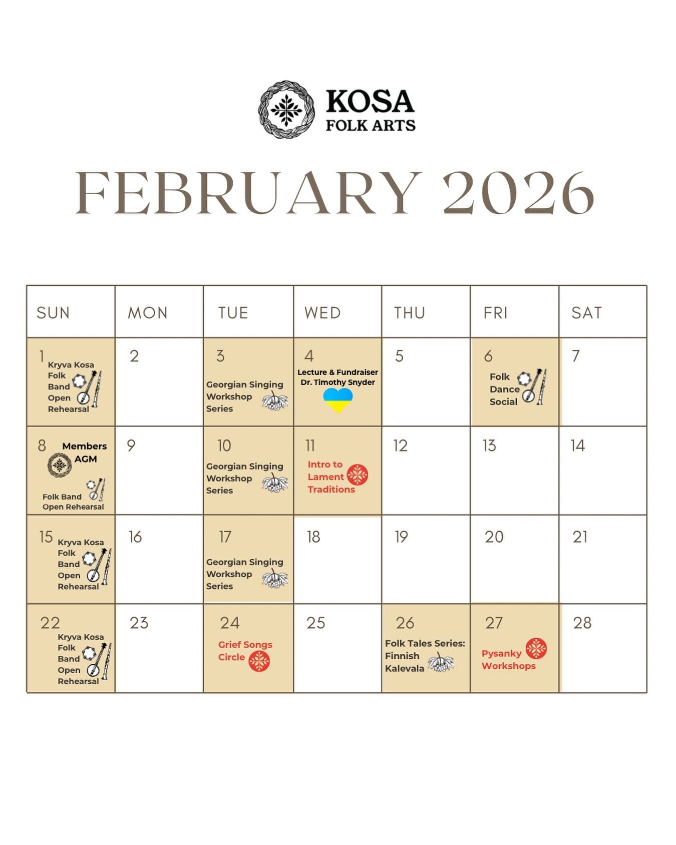 Save the dates and get your tickets (and 2026 membership)! Our last month of residency at Hart House is packed with incredible events to warm our hearts, minds and bodies, and share the Kosa community love. ❤️ 

See link in bio for all event details,