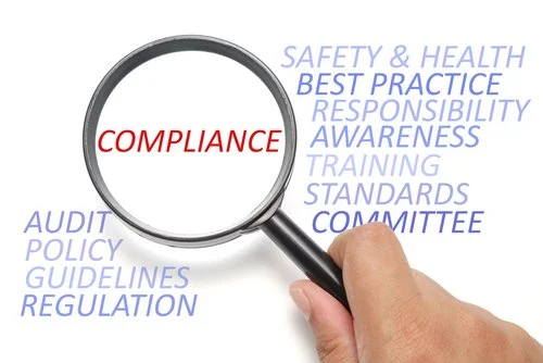 Diagram of the safety compliance cycle: inspect, report, correct, verify