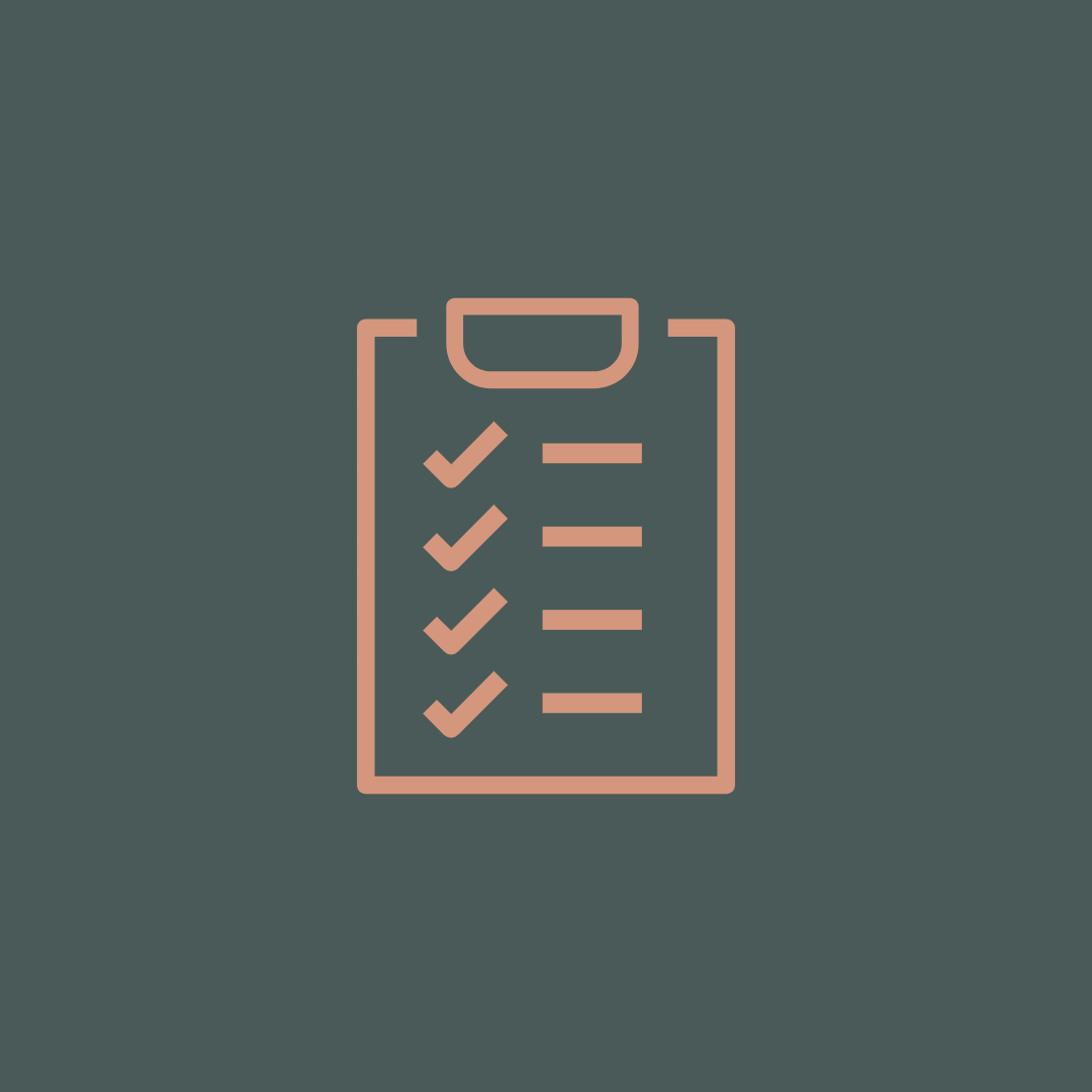 Icon of a clipboard with checkmarks.