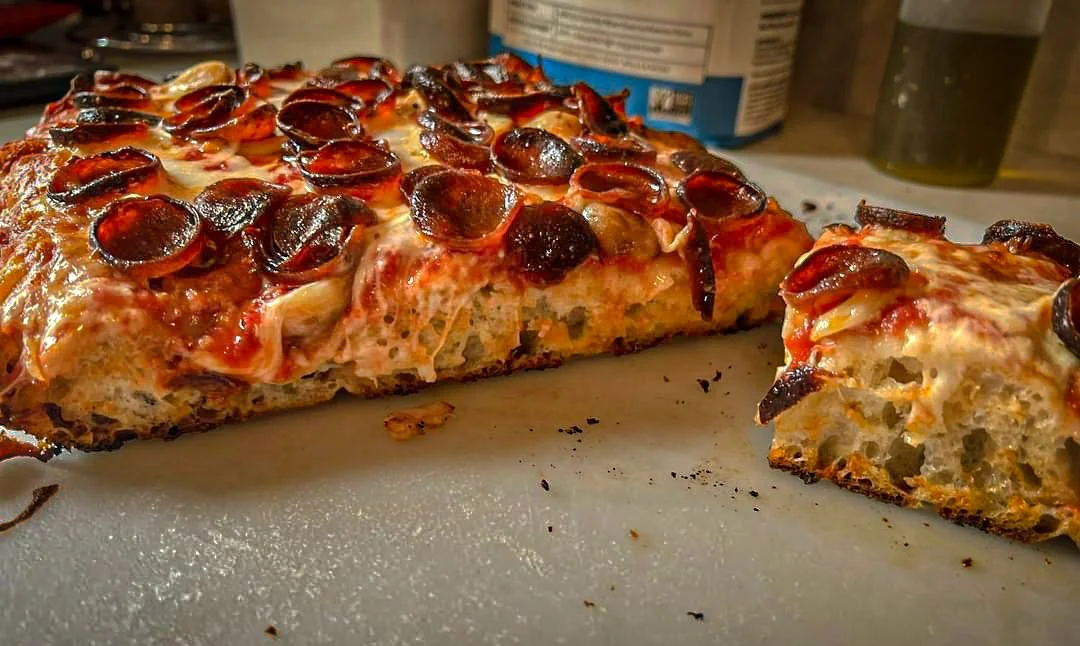 Sheet pan pizza. Light and fluffy 