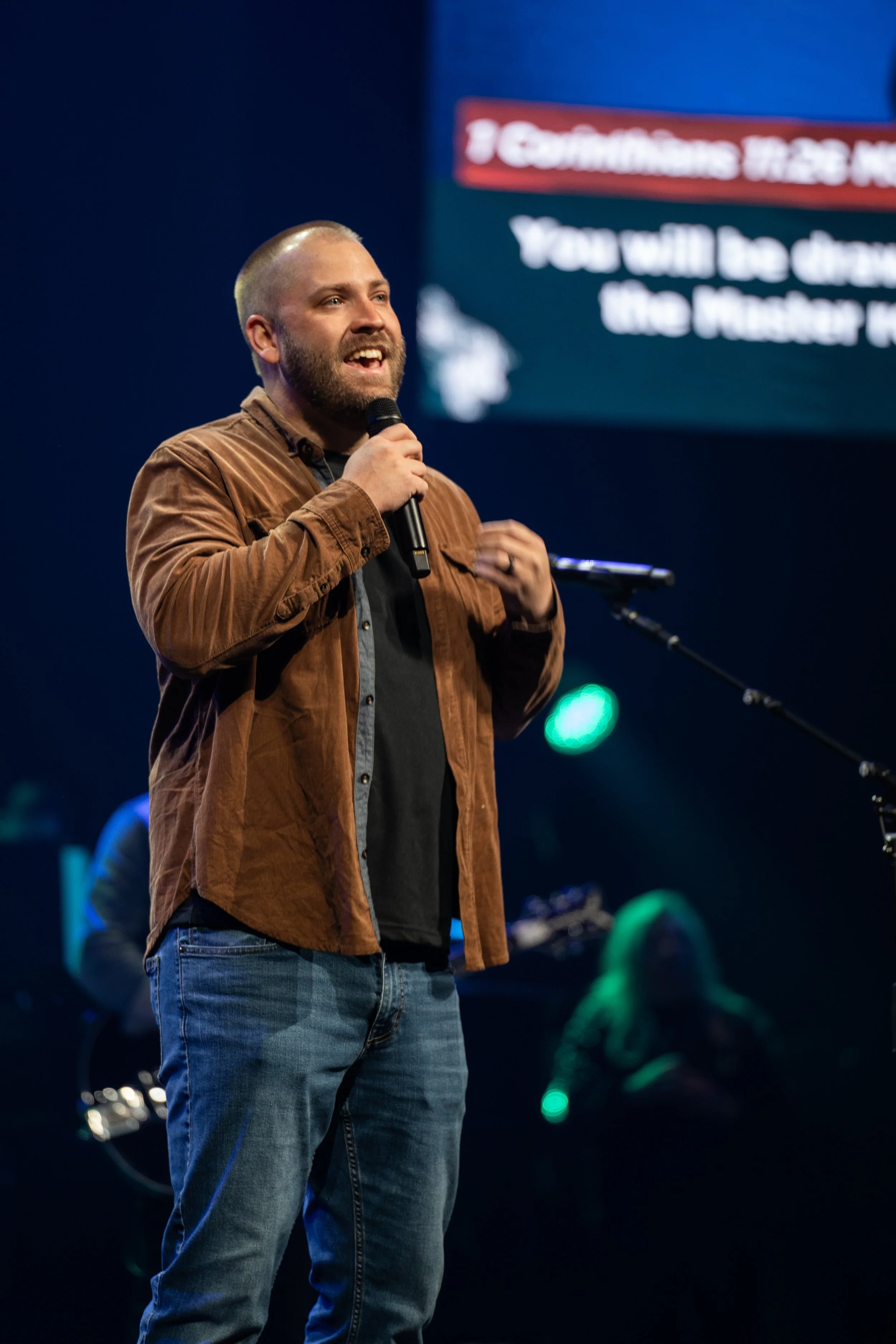 Lead pastor Michael Swearingen preaching a powerful sermon at Coastline on Sunday morning in Sarasota