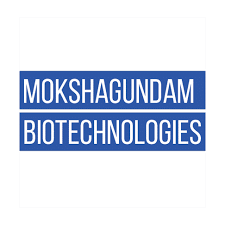 Logo for Mokshagundam Biotechnologies with the company name in blue text