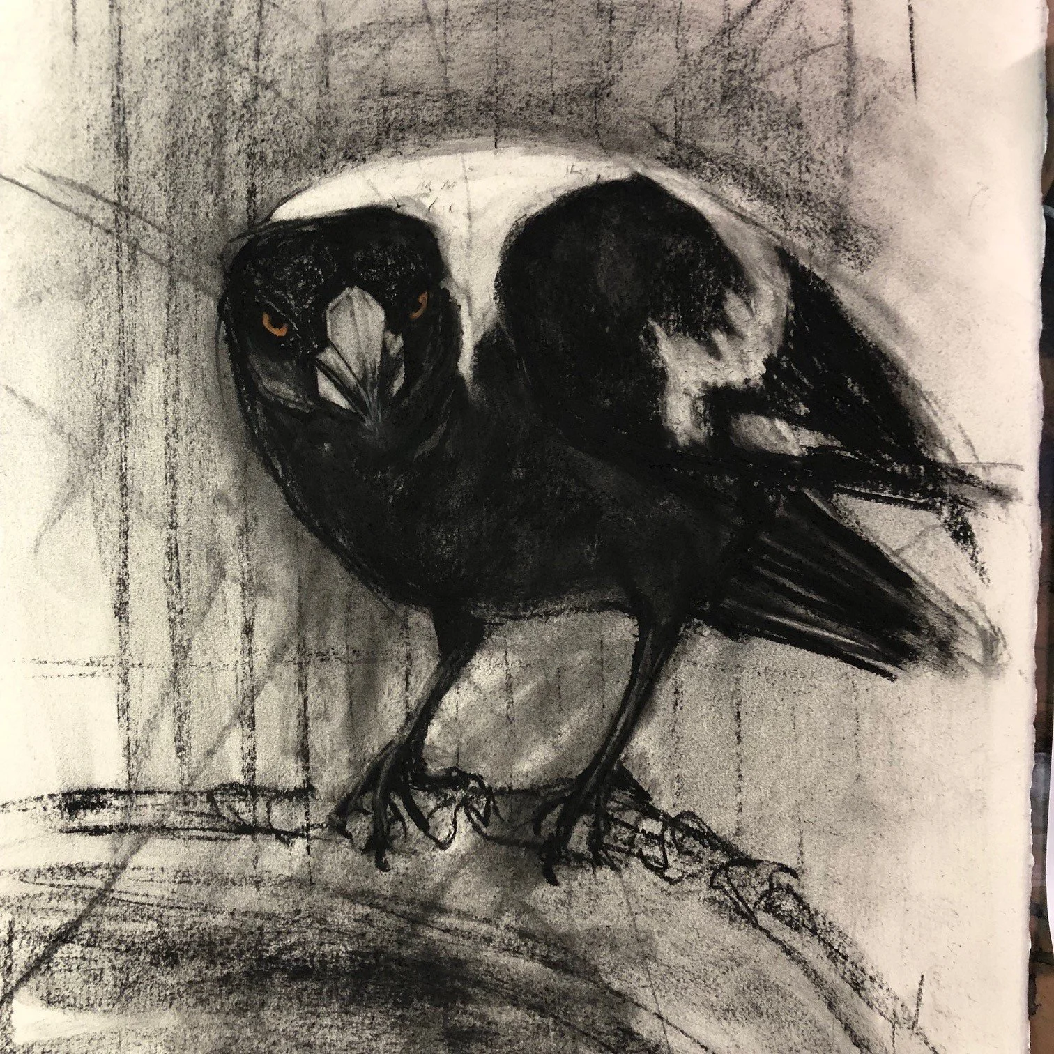 AT THE WATER BOWL | Charcoal on paper | 54x45cm