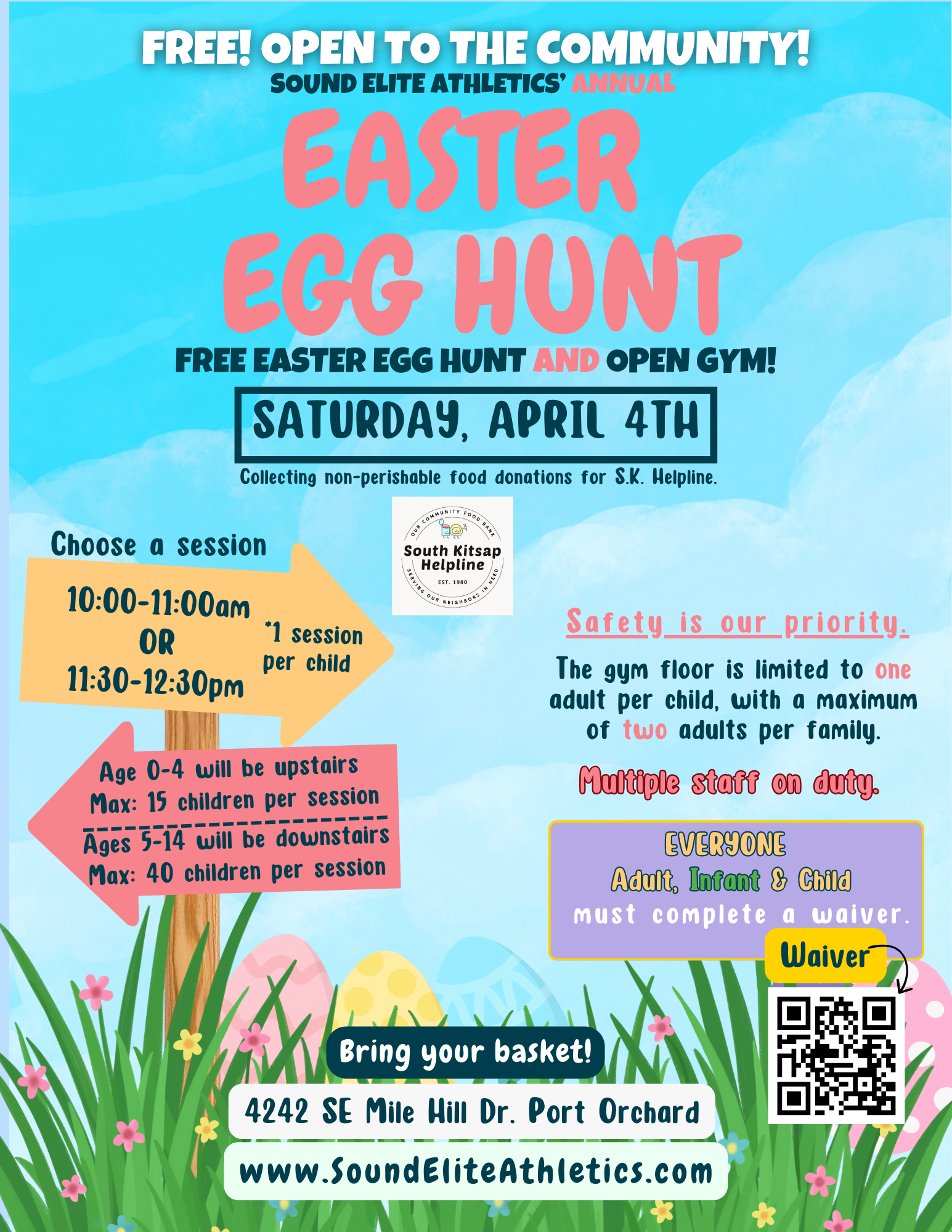 Annual Easter egg hunt and Open Gym