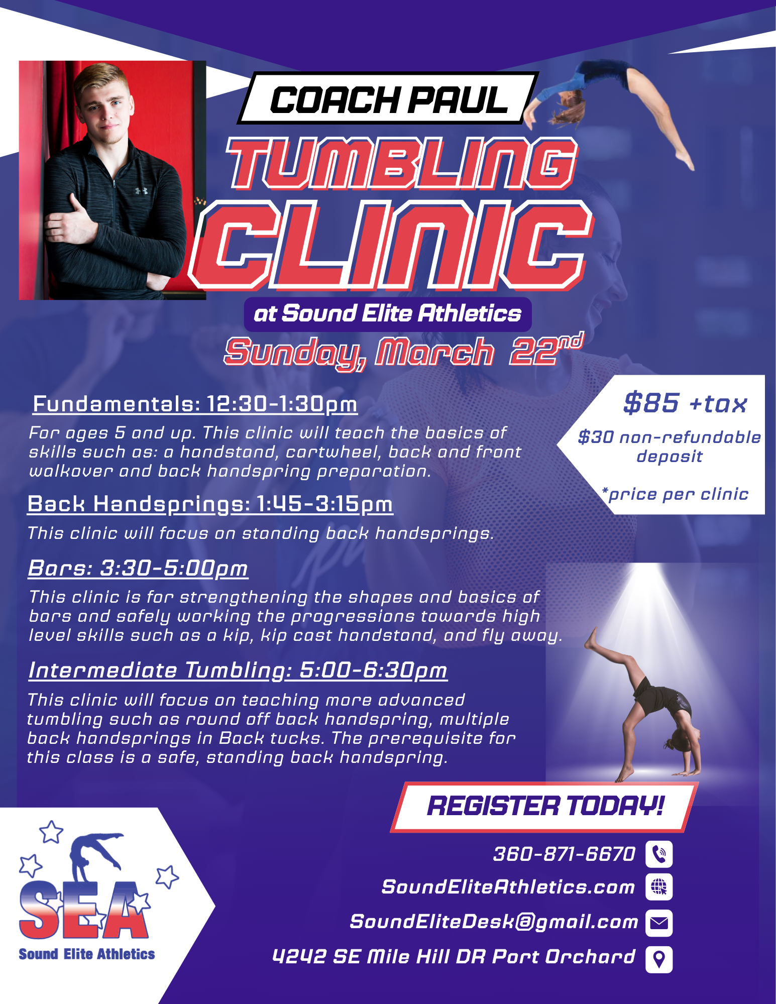 Tumbling Clinics with Coach Paul