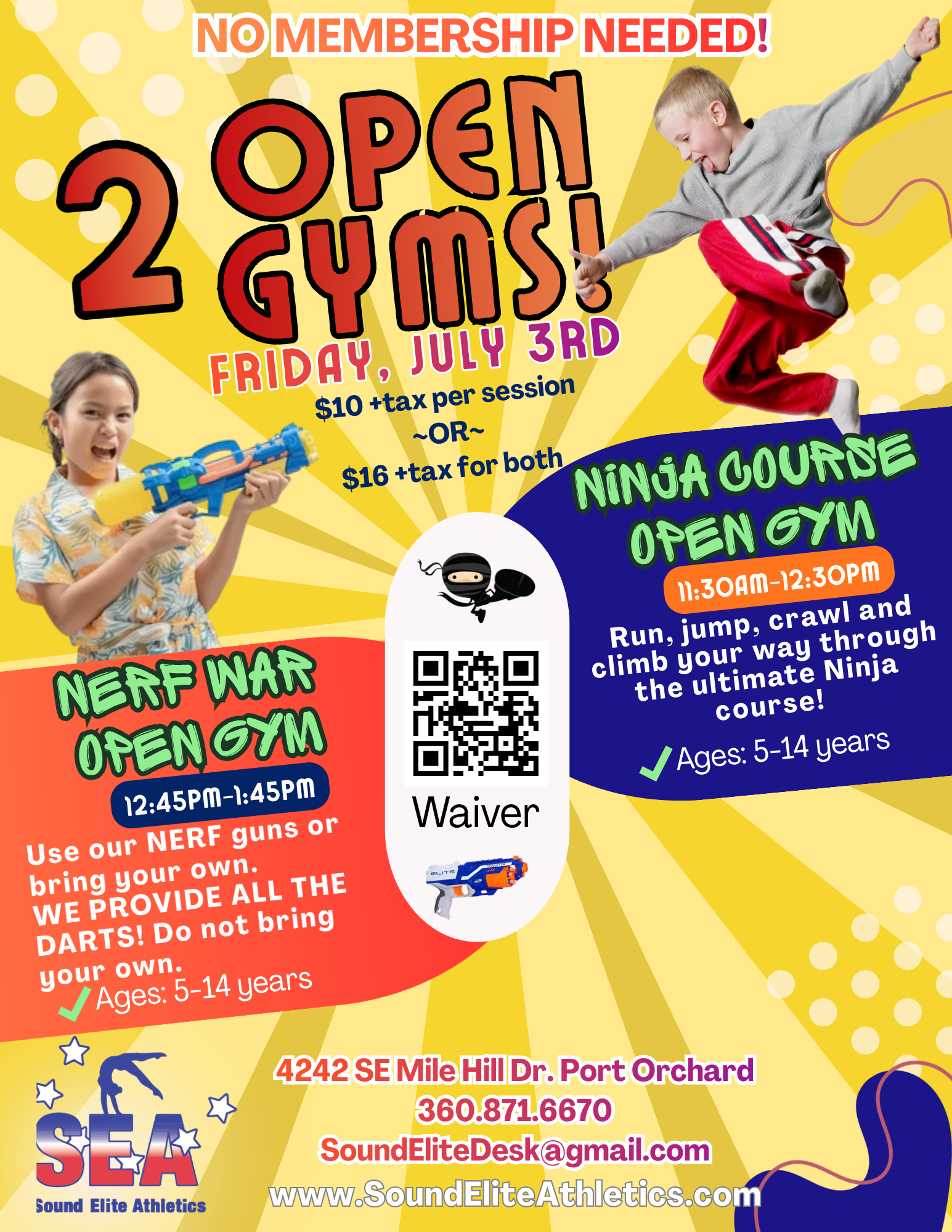 Ninja Course/ Nerf Open Gym