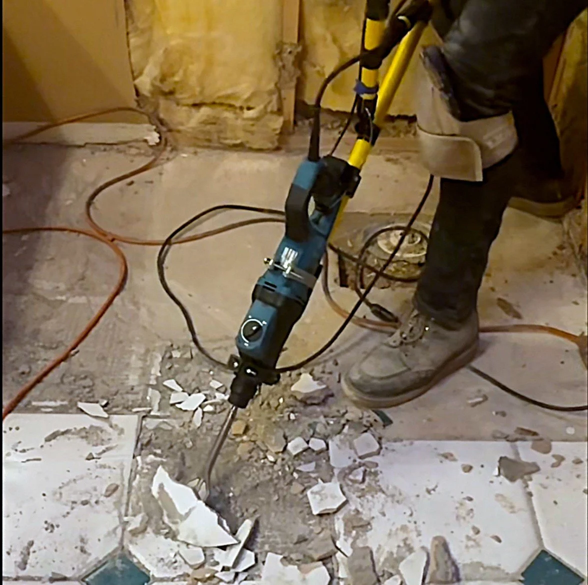Demolition stick used for tile removal