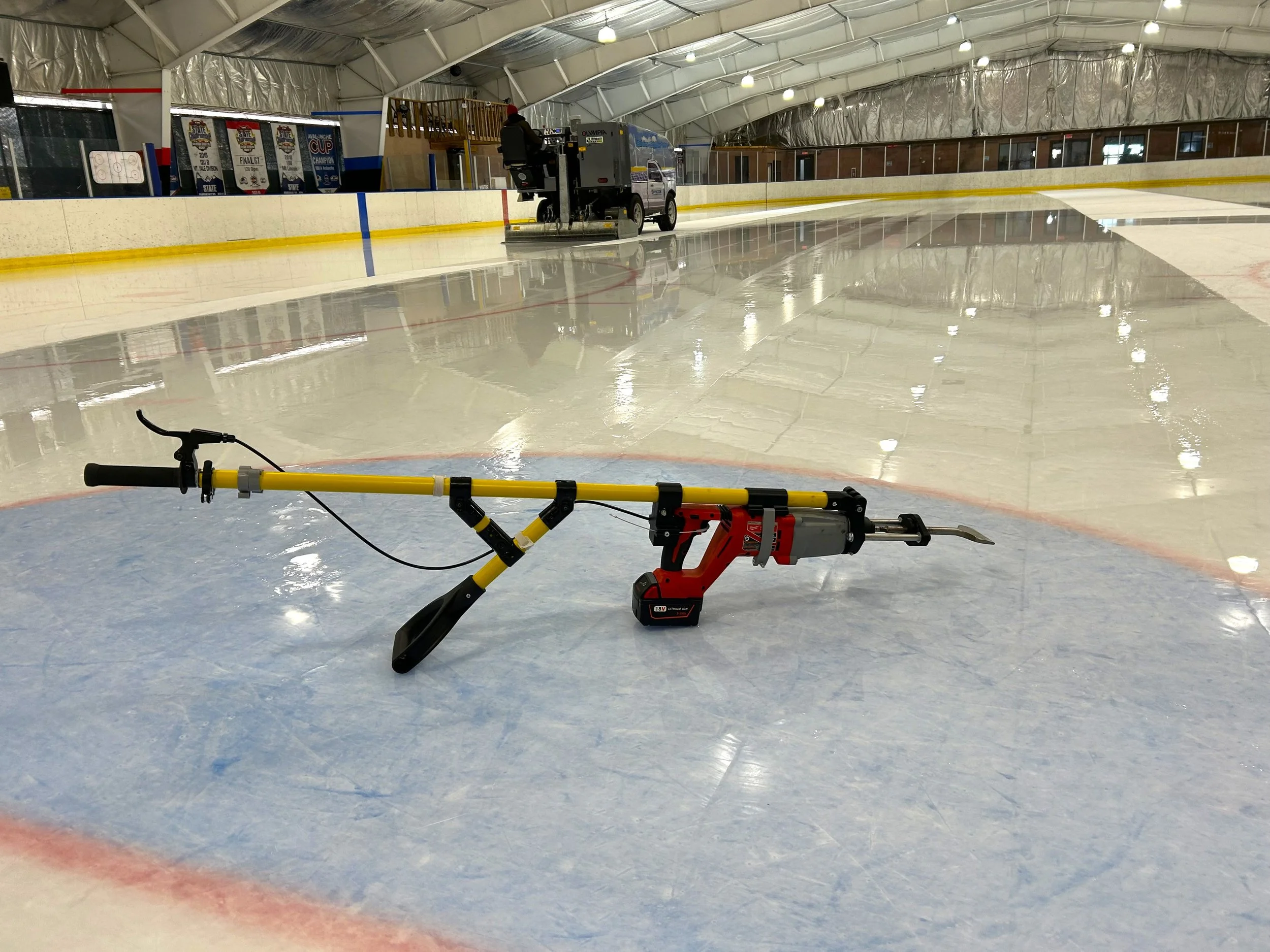 soft touch in goalie blue paint with Zamboni