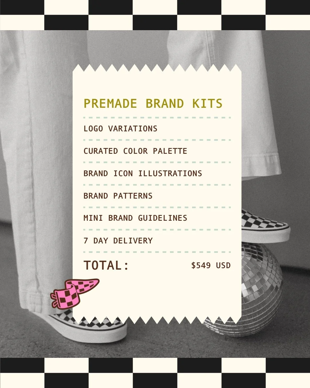🏁 PREMADE BRAND KITS 🏁 

Here's a little breakdown of what's included in my premade brand kits! Everything you need to kickstart your brand refresh with confidence. Oh, and the best part, they are only sold once, so you'll have a completely custom 