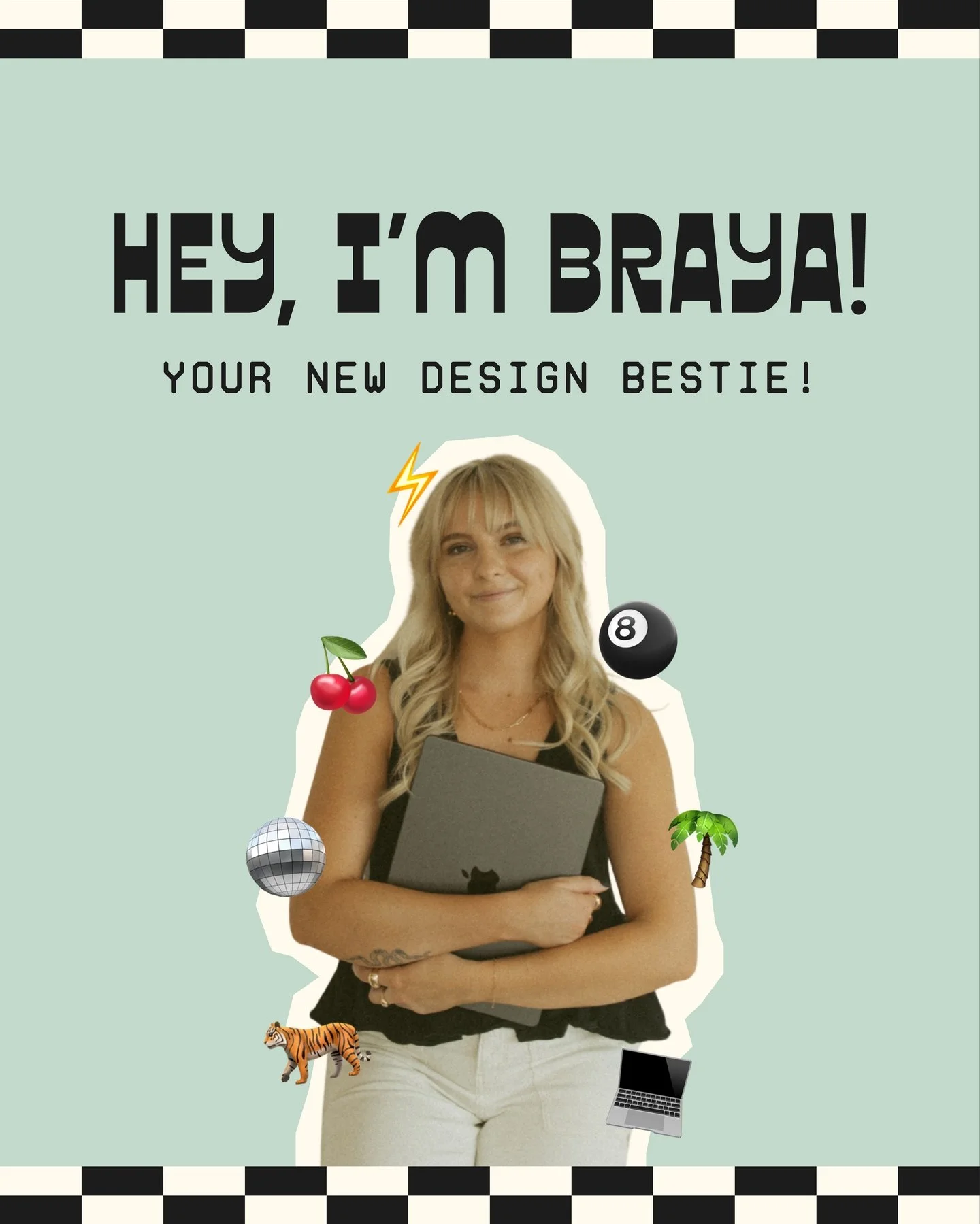 Since there are a ton of new faces here, I thought I'd do a little reintroduction! ✨

Hey, I'm Braya, your new design bestie! I'm all about bold color, playful details, and bringing brands to life! I am soooo happy you are here 🖤 

#branddesign #bra
