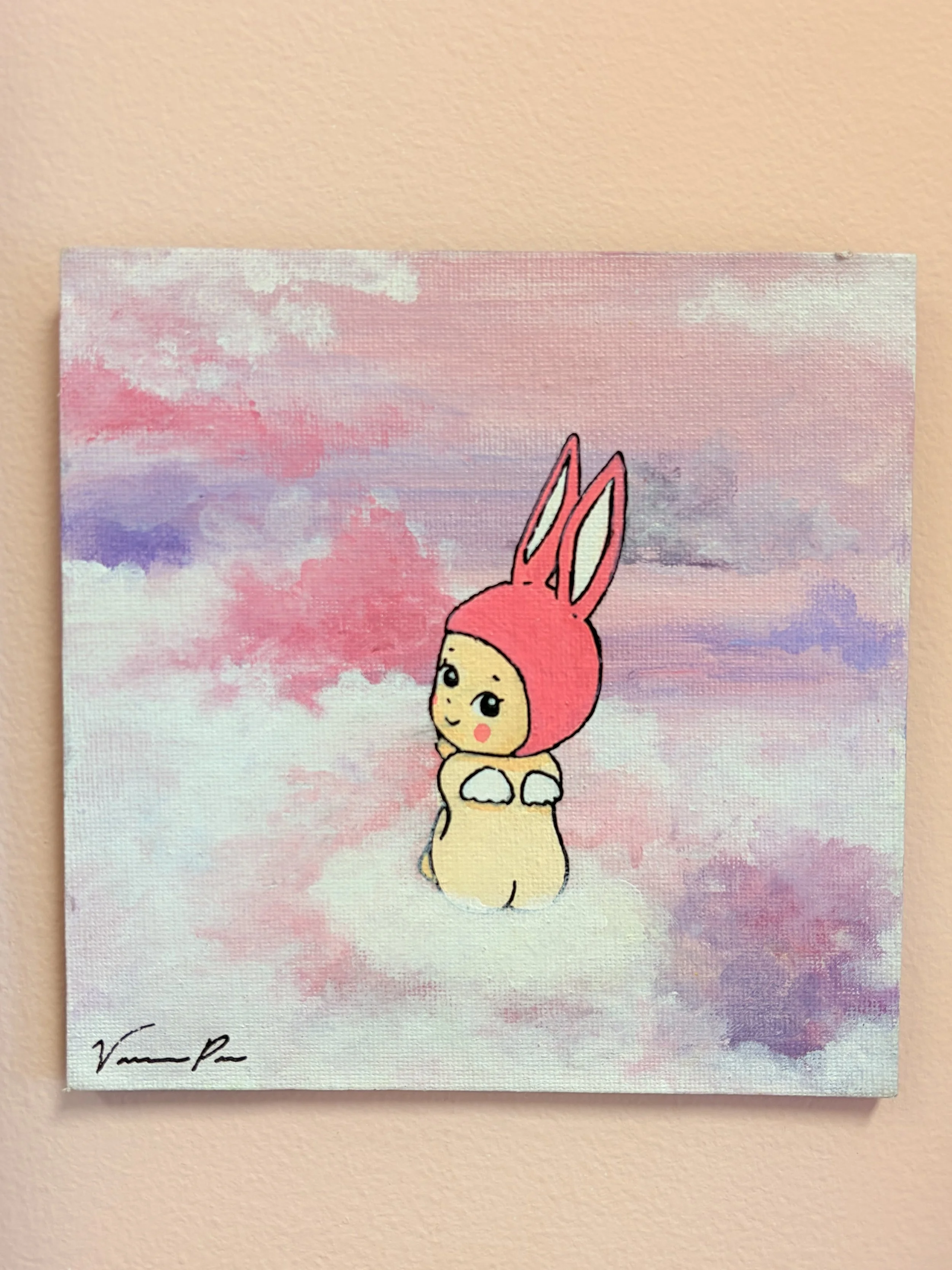 Pink Rabbit Sonny Angel Small Painting