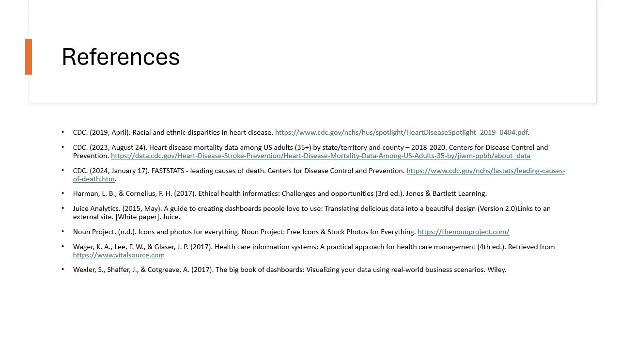 References section of a document listing various sources including CDC and academic publications.