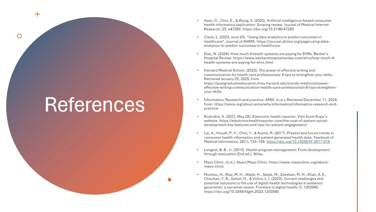 Title slide for references section with a large circle gradient background and the word 'References' in the center.
