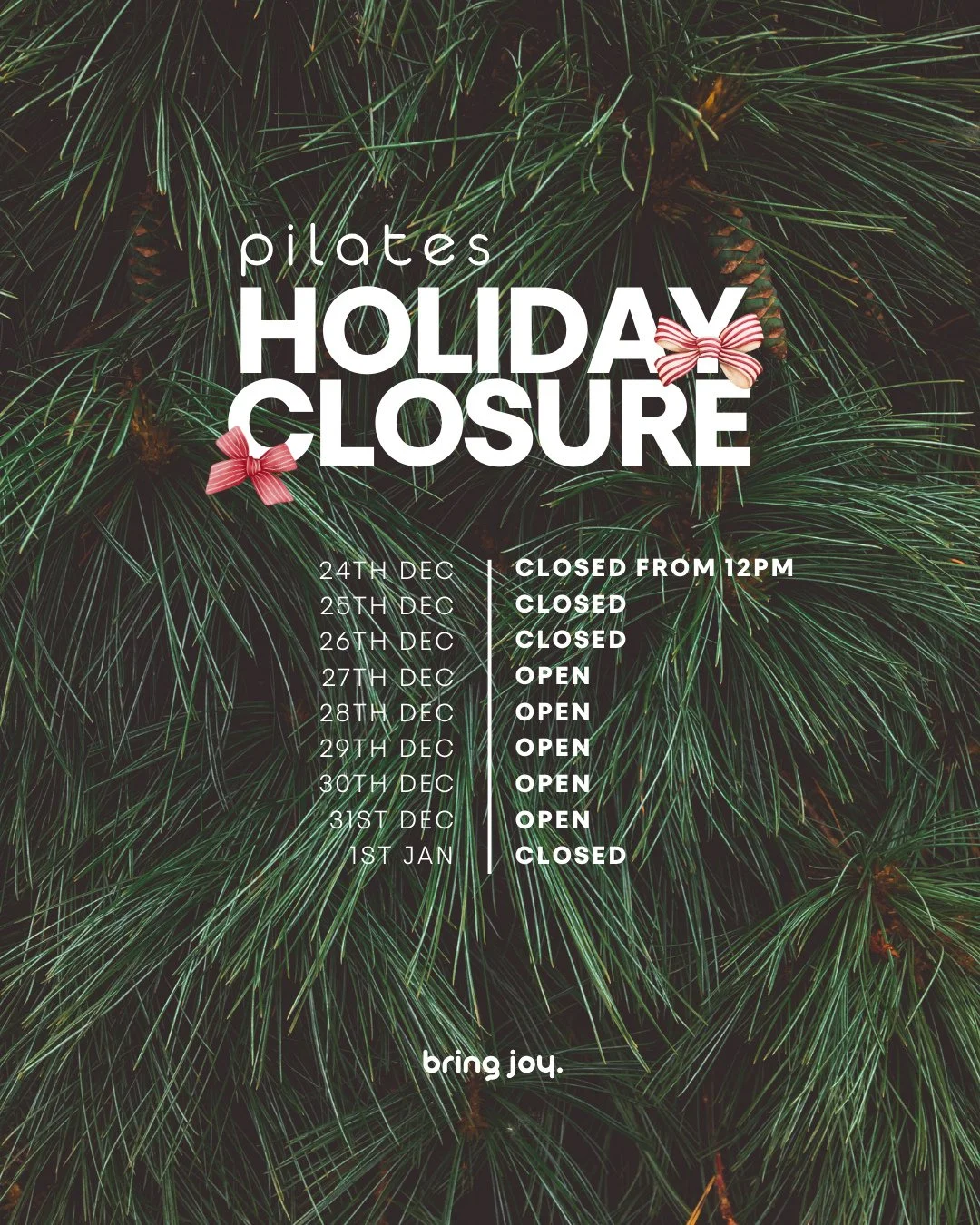 It&rsquo;s almost time for our team to recharge for the new year and enjoy some well-earned time with family and friends 🎄⁠
⁠
We hope all our wonderful members and clients do the same and take a moment to rest, reset and soak up the festive season ✨