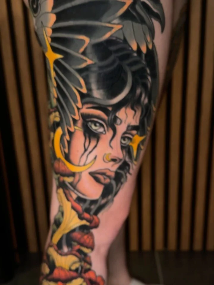 &bull; WITCH &bull; Finished this massive cover up piece a bit ago. I loved this project so much!! Big thank you to @hnn_cls for letting me do my thing again🖤 ➡️swipe to see the healed result (grey still settling in a bit) and the first session + wh