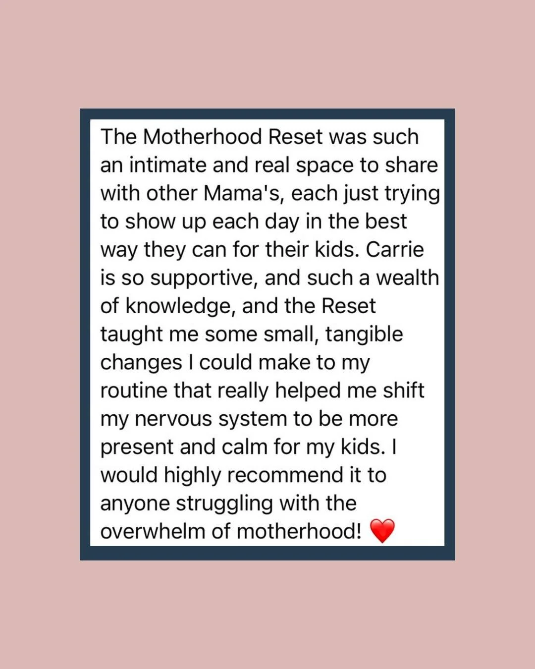 The Motherhood Reset &hearts;️

Such a beautiful group in my last round, that we made a WhatsApp group to continue chatting and supporting each other. 😭

I&rsquo;m running my next groups in November - from the week of Nov 2. It will be on Sundays, 4