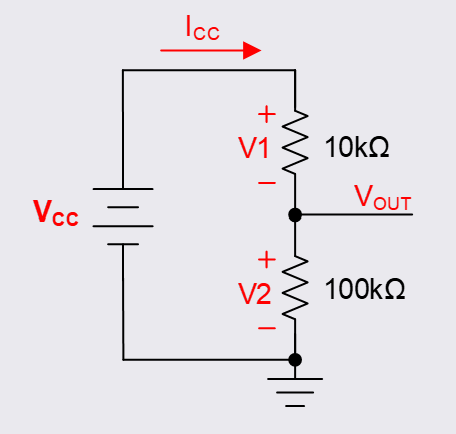 10k and 100k resistive divider example
