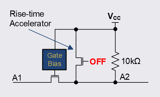 Rise time accelerator depicted as a pull-up FET to VCC