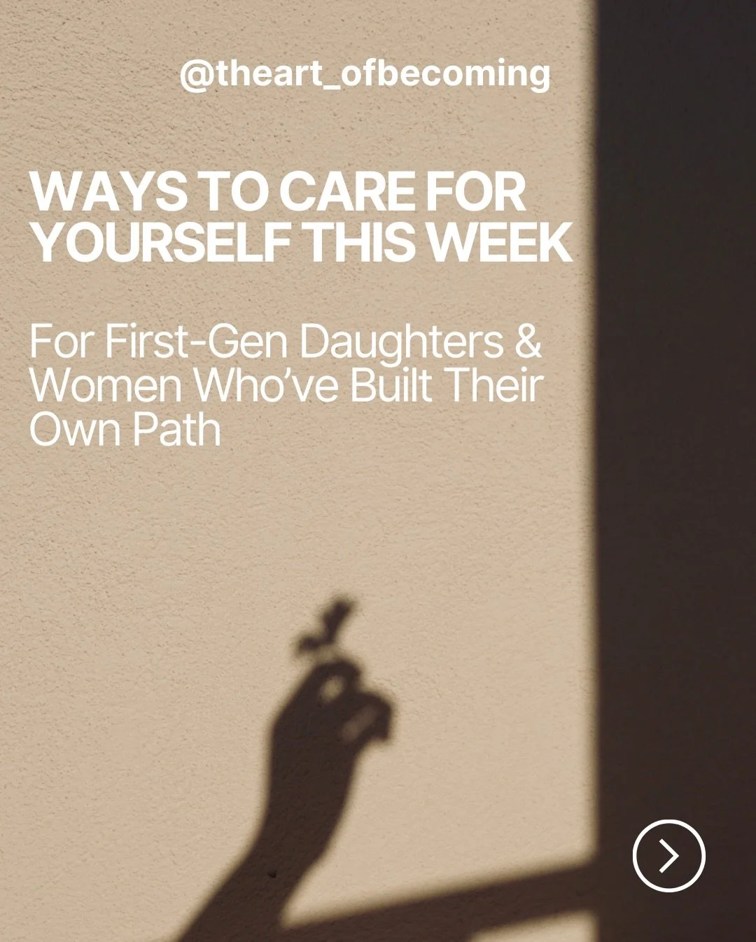 This week, I want to remind the first-gen women reading this: you are allowed to be cared for and to slow down 💛

Growing up, we learned to carry, to fix, to show up- sometimes at the expense of ourselves. And while that strength is beautiful, your 