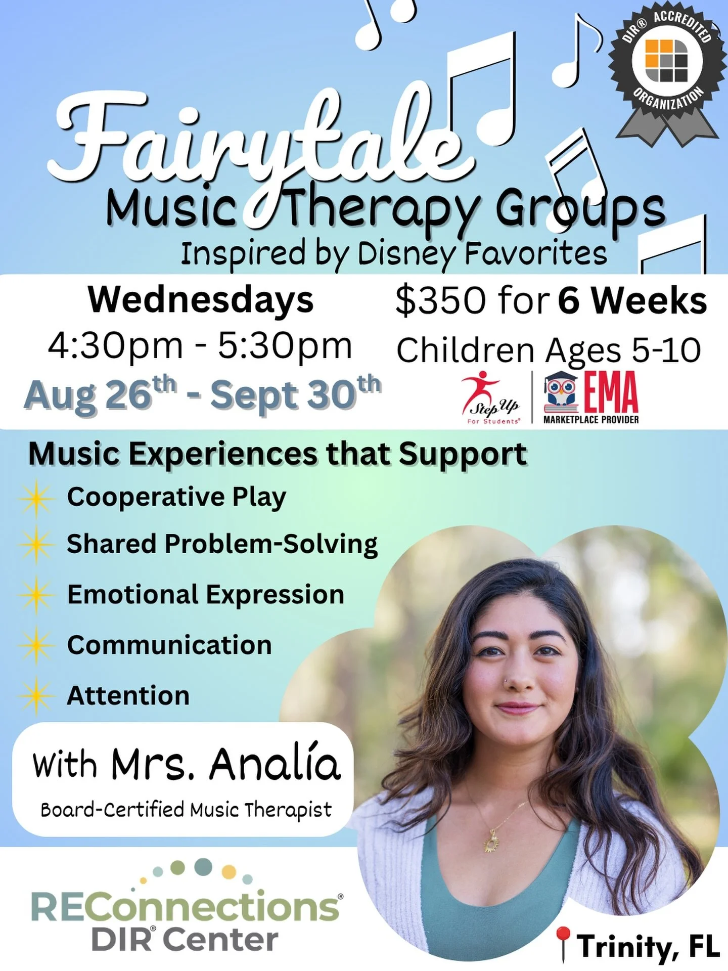 ✨Because common interests build relationships, our Fairytale Music Therapy Groups use the magic of beloved animated movies to bring every child closer to their social-emotional goals!✨

Participants will experience their favorite hits in a new way as