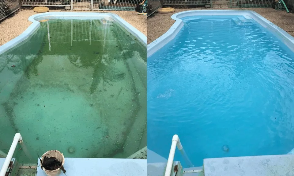 Before and after green pool recovery in Mountain Creek
