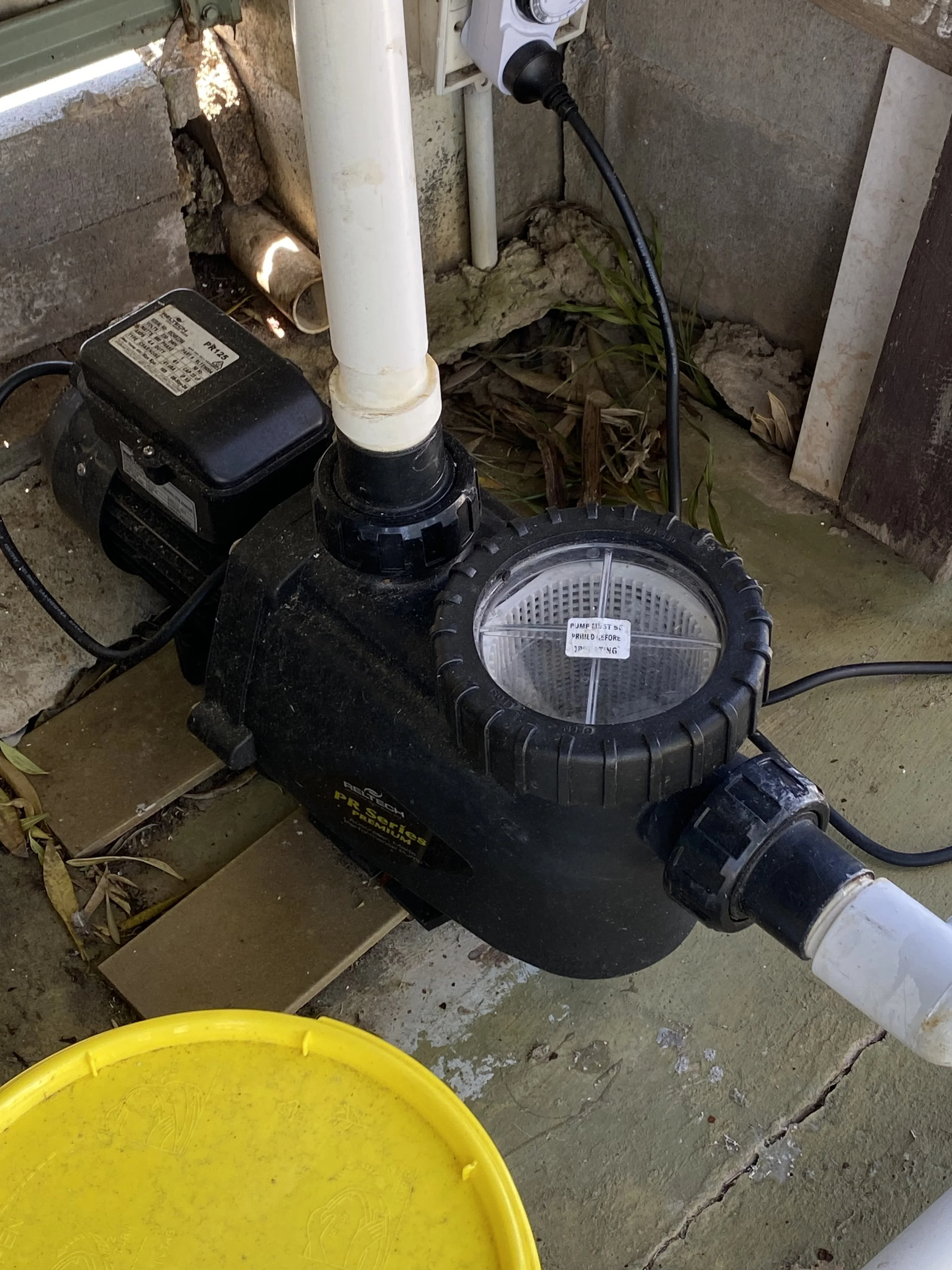 Replacement pool pump installed as part of the staged repairs