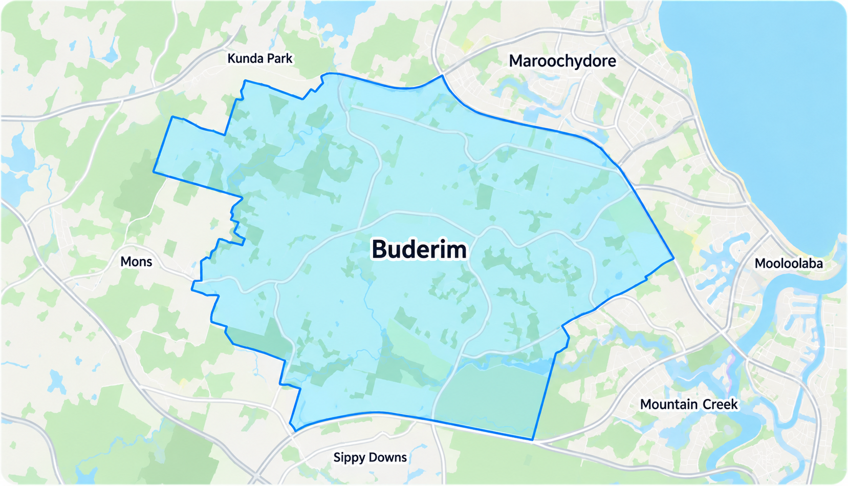 Map showing Clarity Pool Services service area in Buderim on the Sunshine Coast