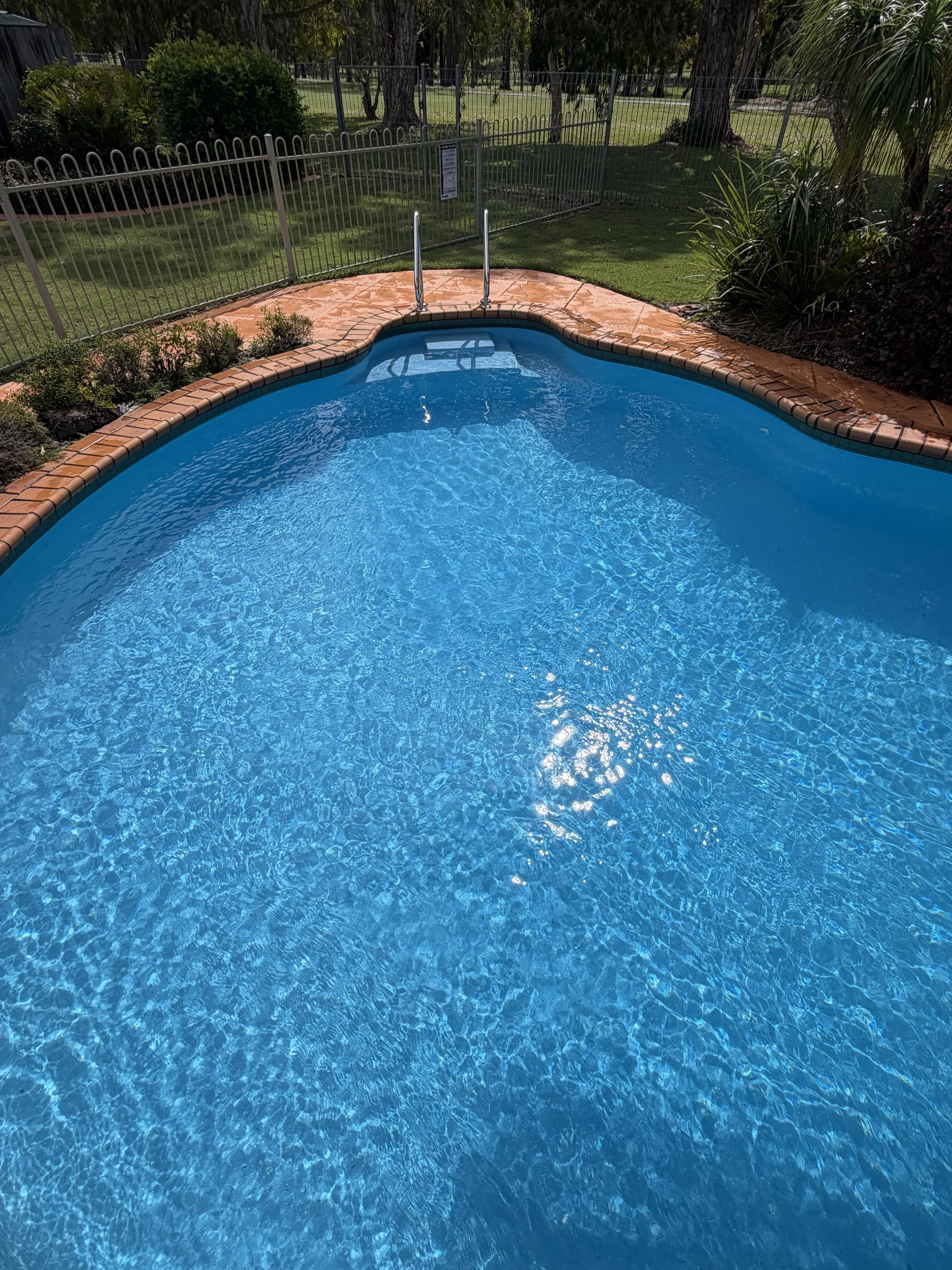 Sparkling blue swimming pool in Mountain Creek