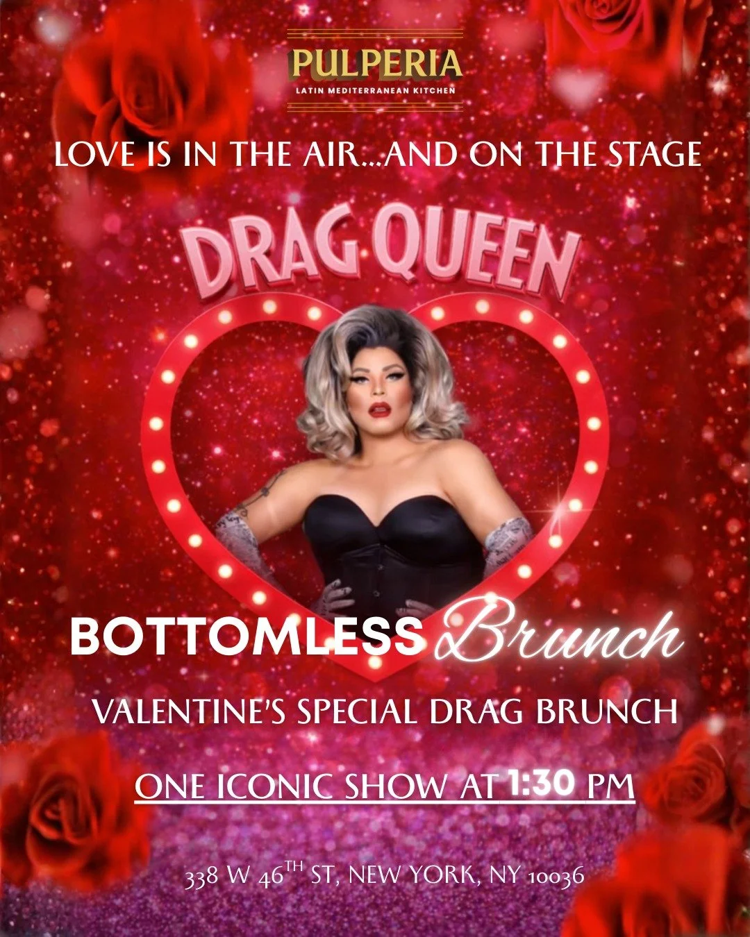 Love is in the air&hellip; and on the stage 💋

This Saturday, celebrate Valentine&rsquo;s the Pulperia way with our Valentine&rsquo;s Special Drag Queen Bottomless Brunch!

Big looks, fierce performances, flowing drinks, and all the love
❤️&zwj;🔥
O