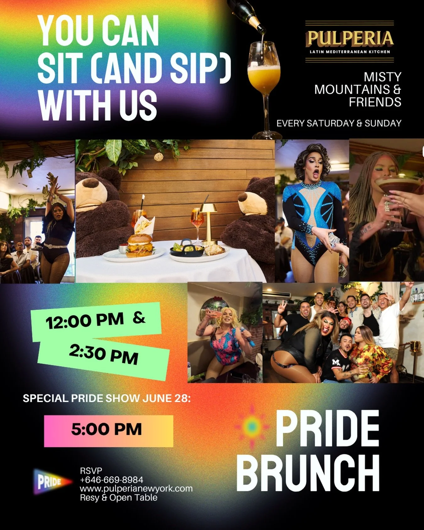 Join us all month long for our Drag Queen Bottomless Brunches, every Saturday and Sunday, featuring iconic performances, bottomless cocktails, and unforgettable brunch vibes.

And on Pride Weekend, June 28th, we&rsquo;re turning it up with THREE show