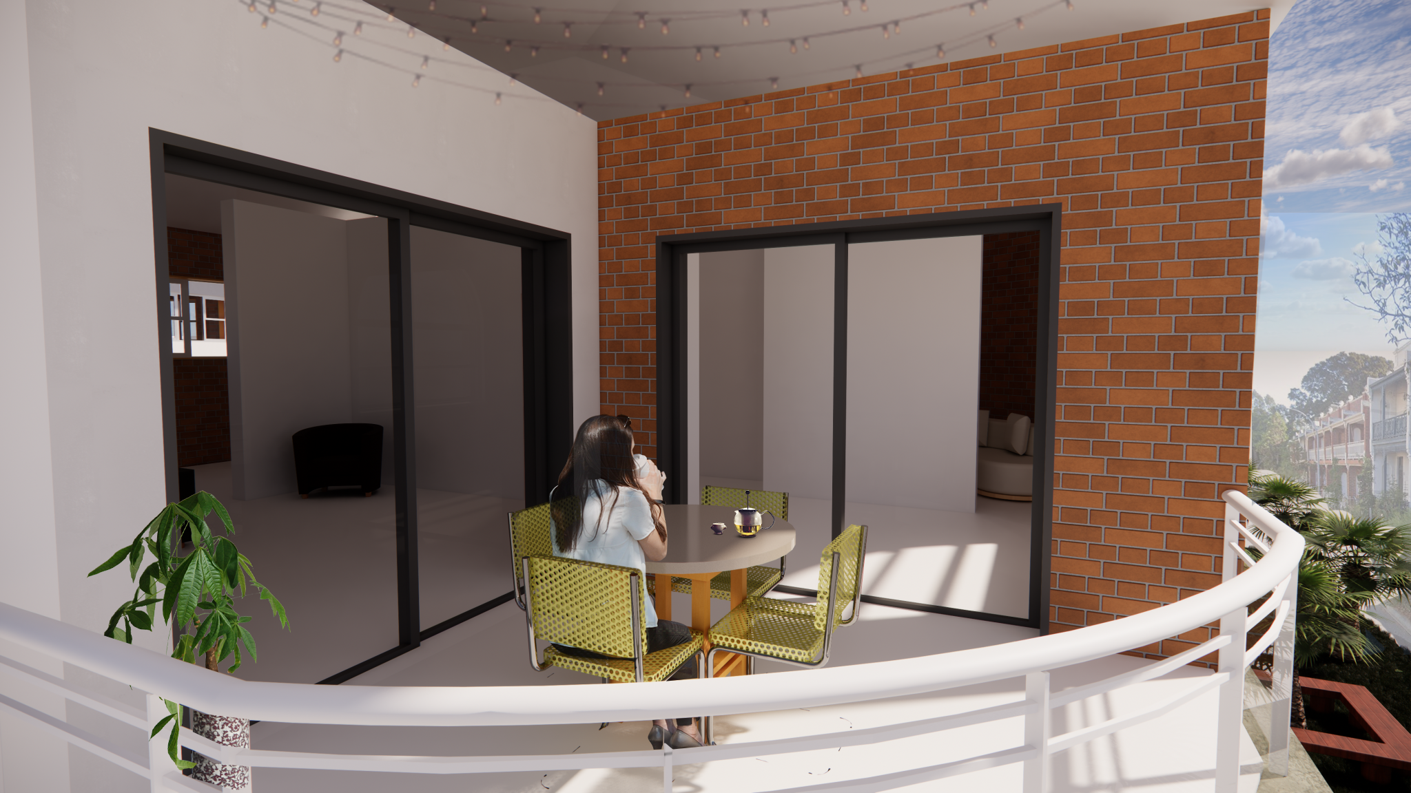 Exterior Perspective Unit Two Private Balcony overlooking Historical 'Archbishops Row' Terraces