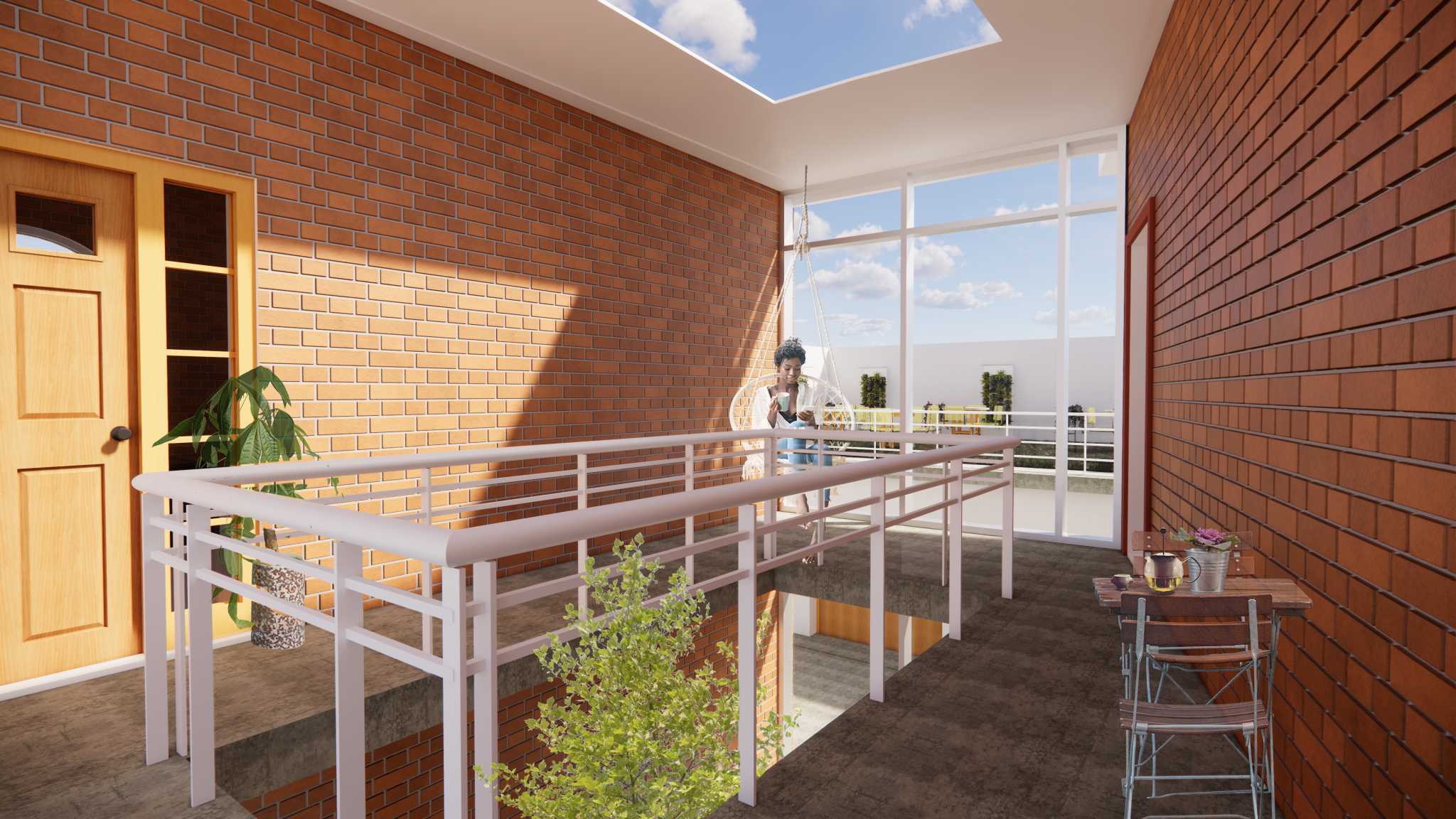 Interior Perspective Unit Three Semi Enclosed Courtyard Private Retreat