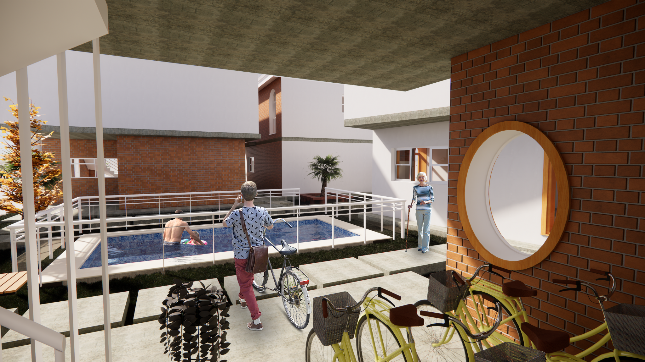 Exterior Perspective Santuario Residents Pool and Storage Area