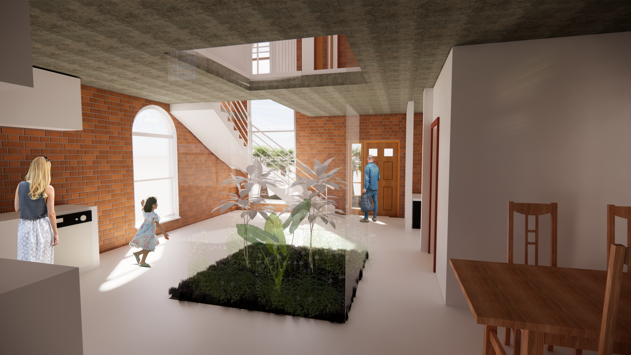 Interior Perspective Unit One Central Garden Lightwell, Natural Light Filled Interior