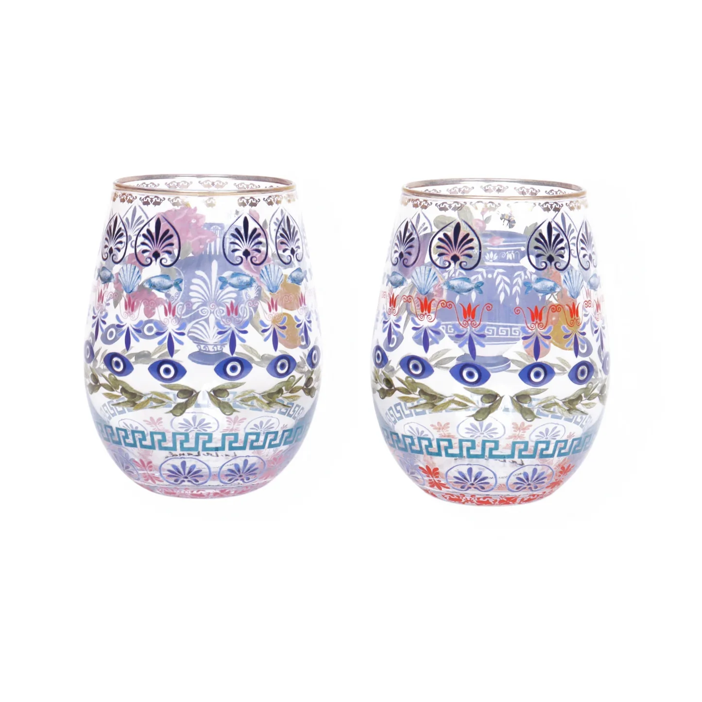 Glass Tumbler Large Mediterranean Summer (Set of 2 glasses) 2.webp