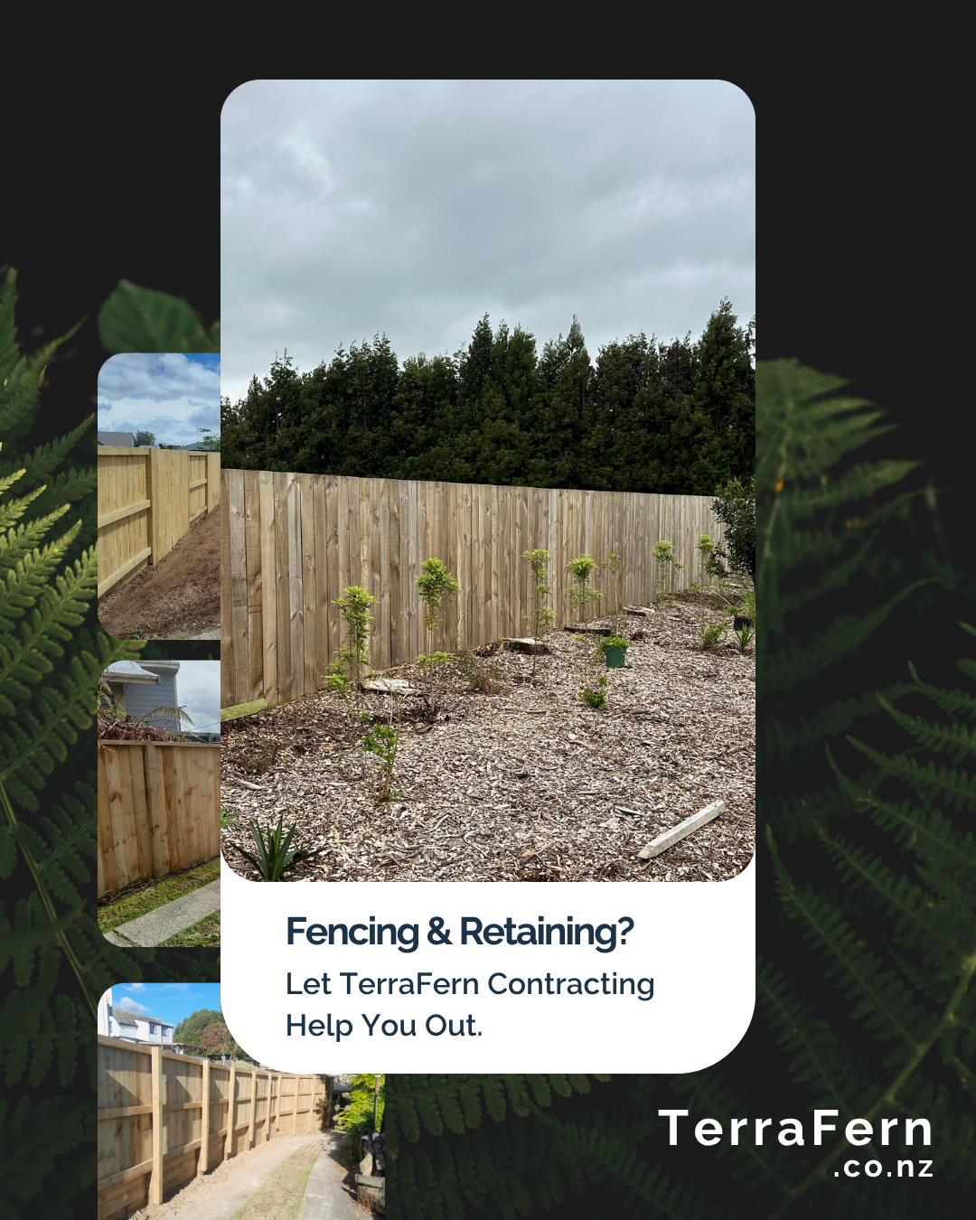 Newly installed wooden privacy fence in a Waikato backyard