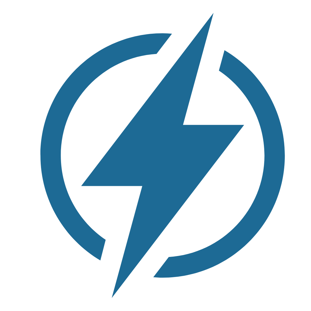 A blue lightning bolt symbol inside a circular outline, representing electricity or power.