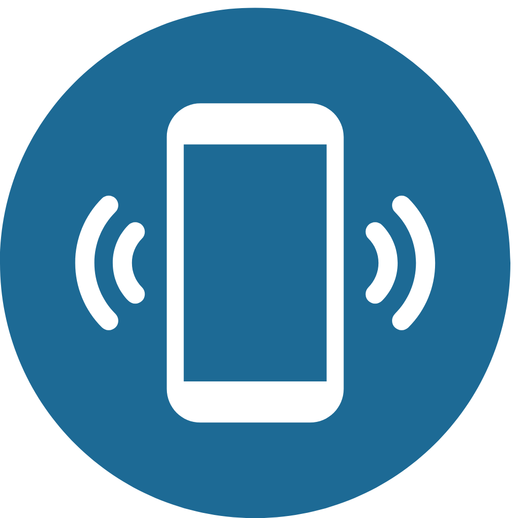 Icon of a smartphone with radio waves indicating wireless or NFC communication.