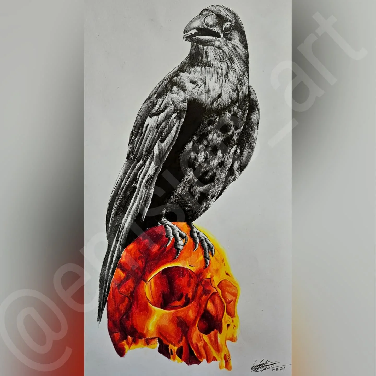 ⚰️Edgar Allan Poe💀
.
.
This is part 2 from my Asiatic Lilies from before. This is based off of by The Raven, by Edgar Allan Poe. I chose him cause warm colors suite him best and whenever I see his books they're red. I love how the skull looks like i