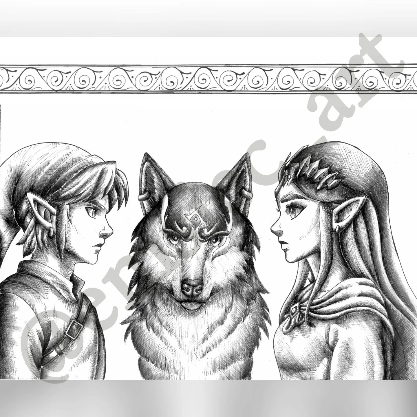 ⚔️ Link, Wolf Link, and Zelda⚔️
.
This was a Comission for a friend of mine for her little brother. I was hesitant sense i didnt know much of the game and how to draw people. But it was such a good learning experience for myself with lighting, people