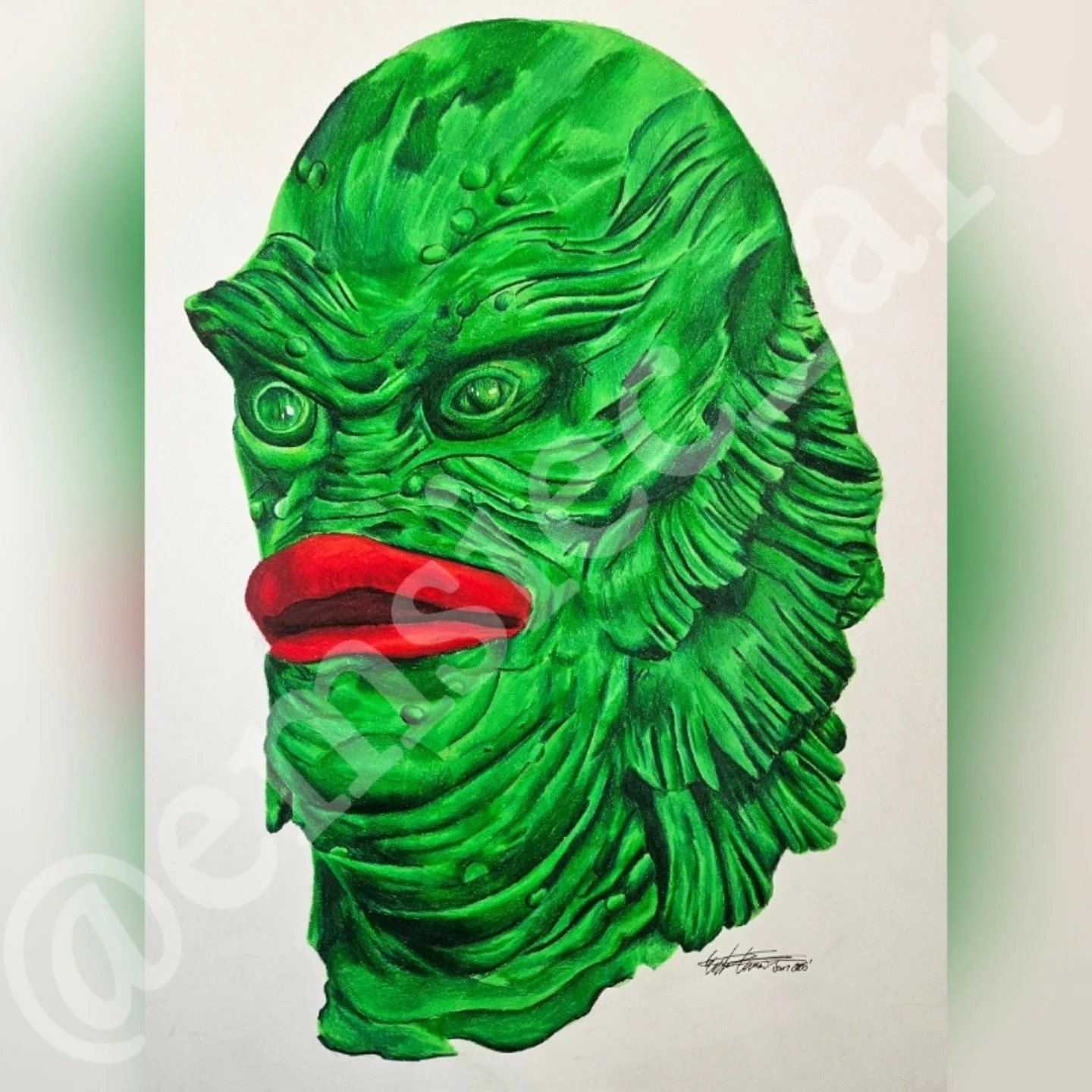 🌊⛰️Creature From the Black Lagoon💀💚
.
.
My dad has been asking me to draw this for a few weeks and I finally gave in. Happy late birthday dad! I hope you like this drawing as much as I do. My 2nd ever full color pencil drawing. Cannot wait to do m