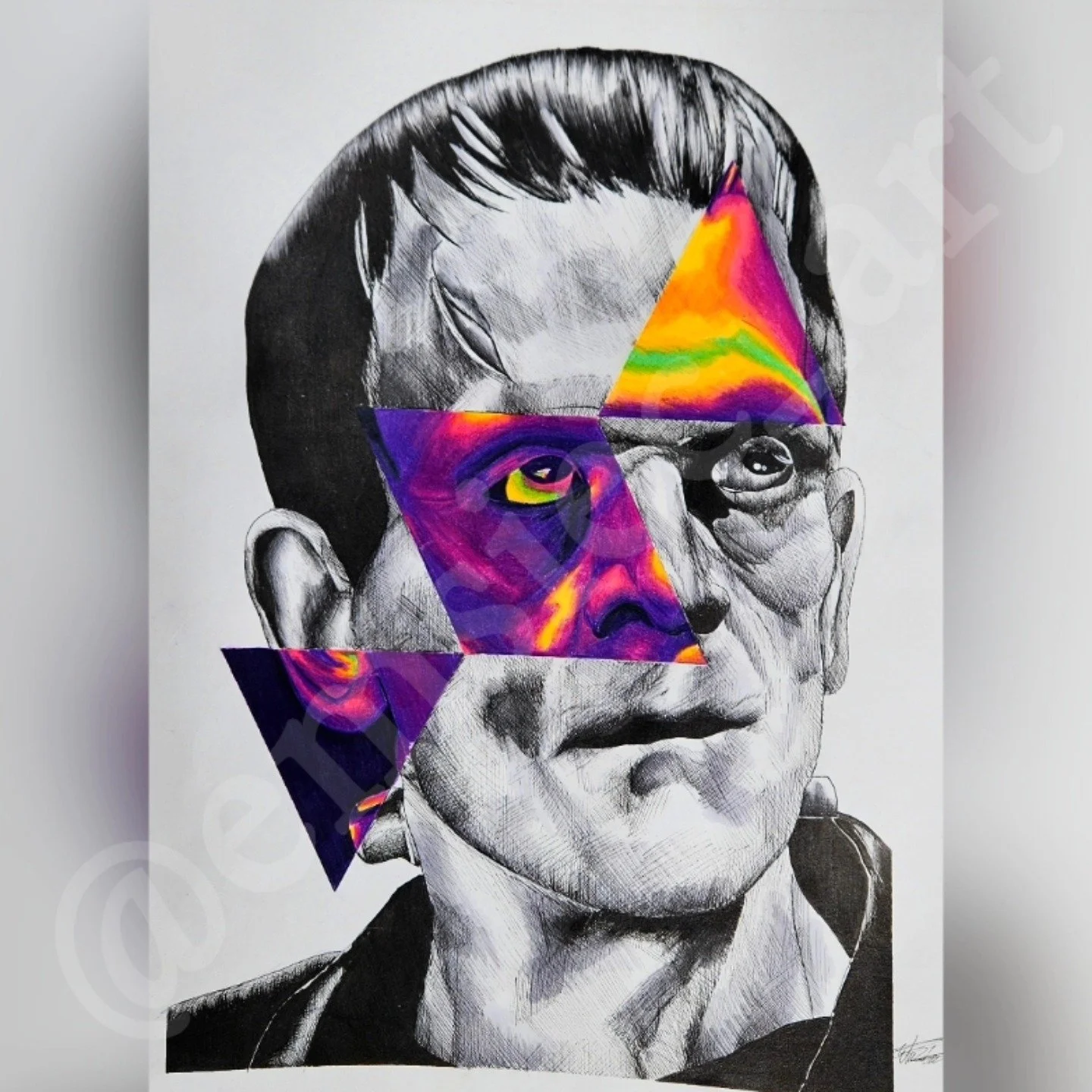 🧟&zwj;♂️🧪Frankenstein Part 2 💚🧟&zwj;♂️
.
Im so glad to do this! I love the vibrant pink with some green to show the highlights better. I also love the cross hatch I did to make him look leather. 
.
Materials:
Faber Castell Pens
Faber Castell Colo