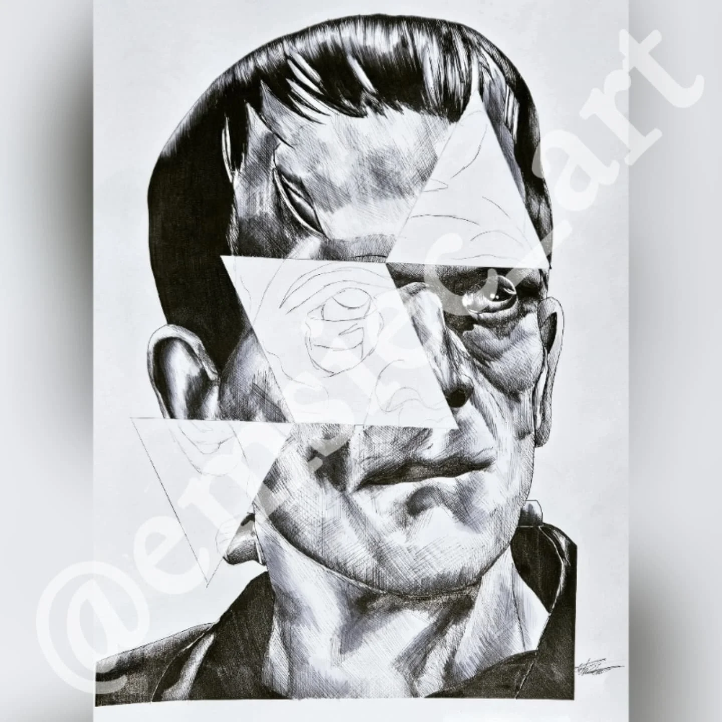 💚🖤Frankenstein Part 2🧟&zwj;♂️🧪
.
.
I loveee Frankenstein with all my heart and have 3 copies of Mary Shelleys book 😅. I cannot wait to do the coloring on his face and create prints of him! 
.
Materials:
14x 17 inches on Strathmore Paper
Faber Ca