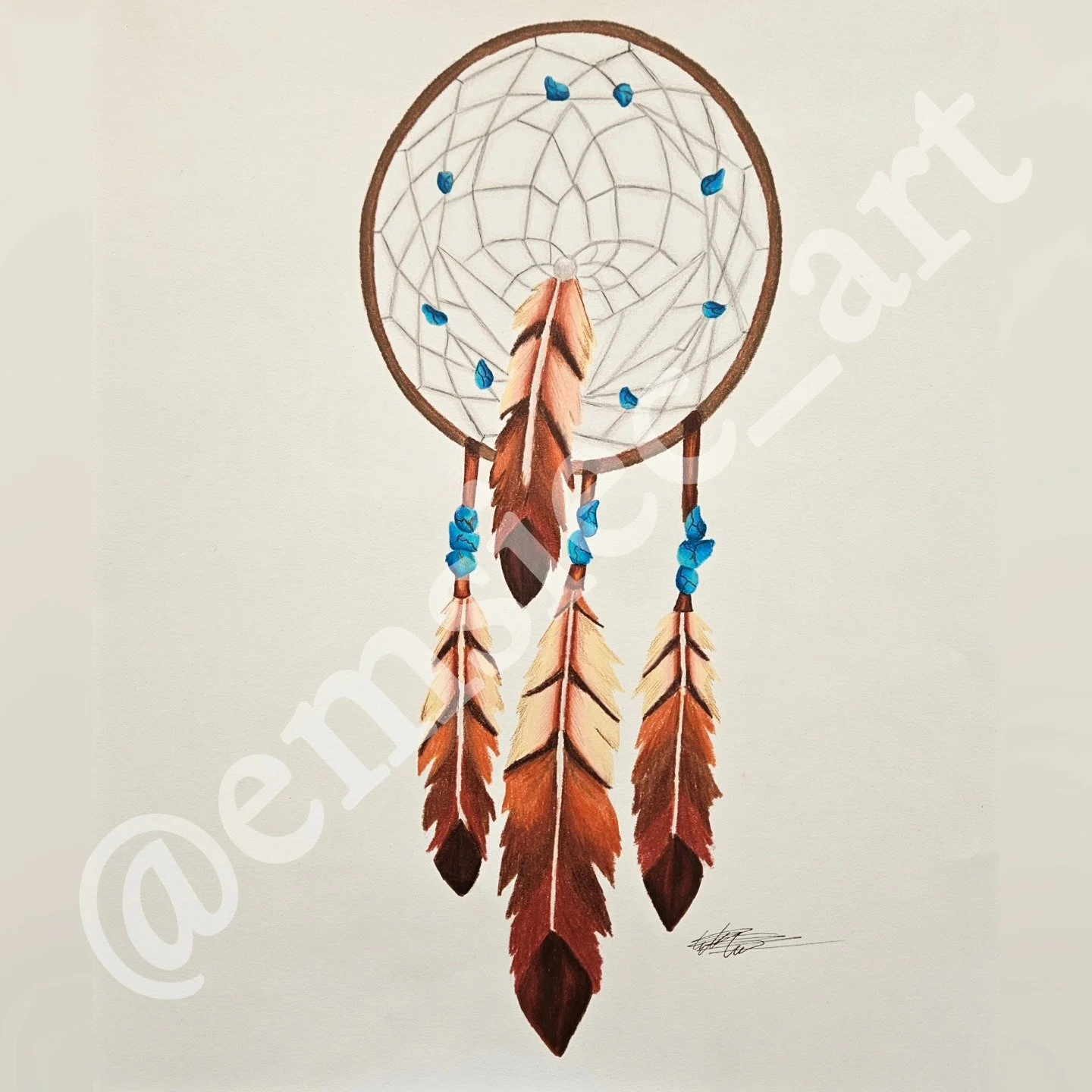 🪶Dream Catcher💙
.
.
My dad asked me to draw this for my Grandma! I felt very blessed and honored to draw this for a close family member. It was very cool to learn more about how dream catchers work, why there's a middle feather, and the meaning beh