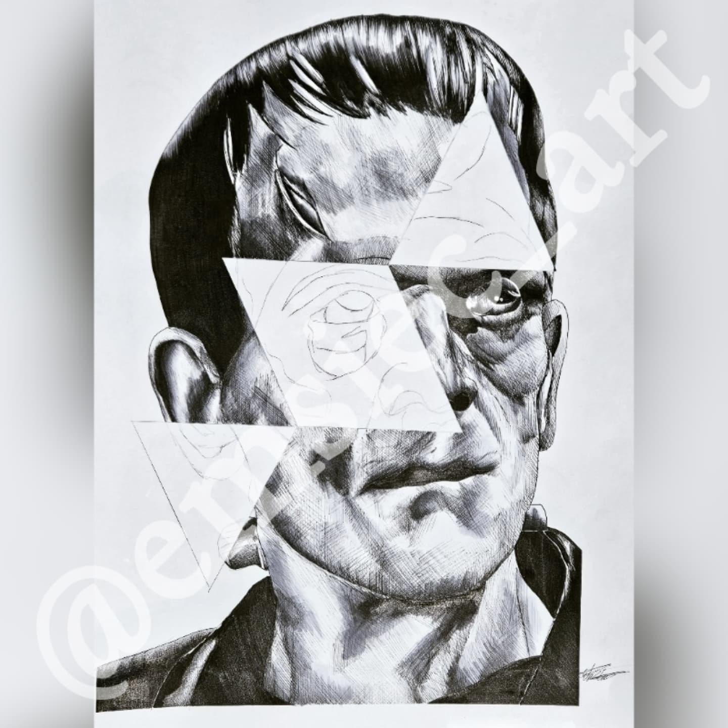 💚🖤Frankenstein Part 2🧟&zwj;♂️🧪
.
.
I loveee Frankenstein with all my heart and have 3 copies of Mary Shelleys book 😅. I cannot wait to do the coloring on his face and create prints of him! 
.
Materials:
14x 17 inches on Strathmore Paper
Faber Ca