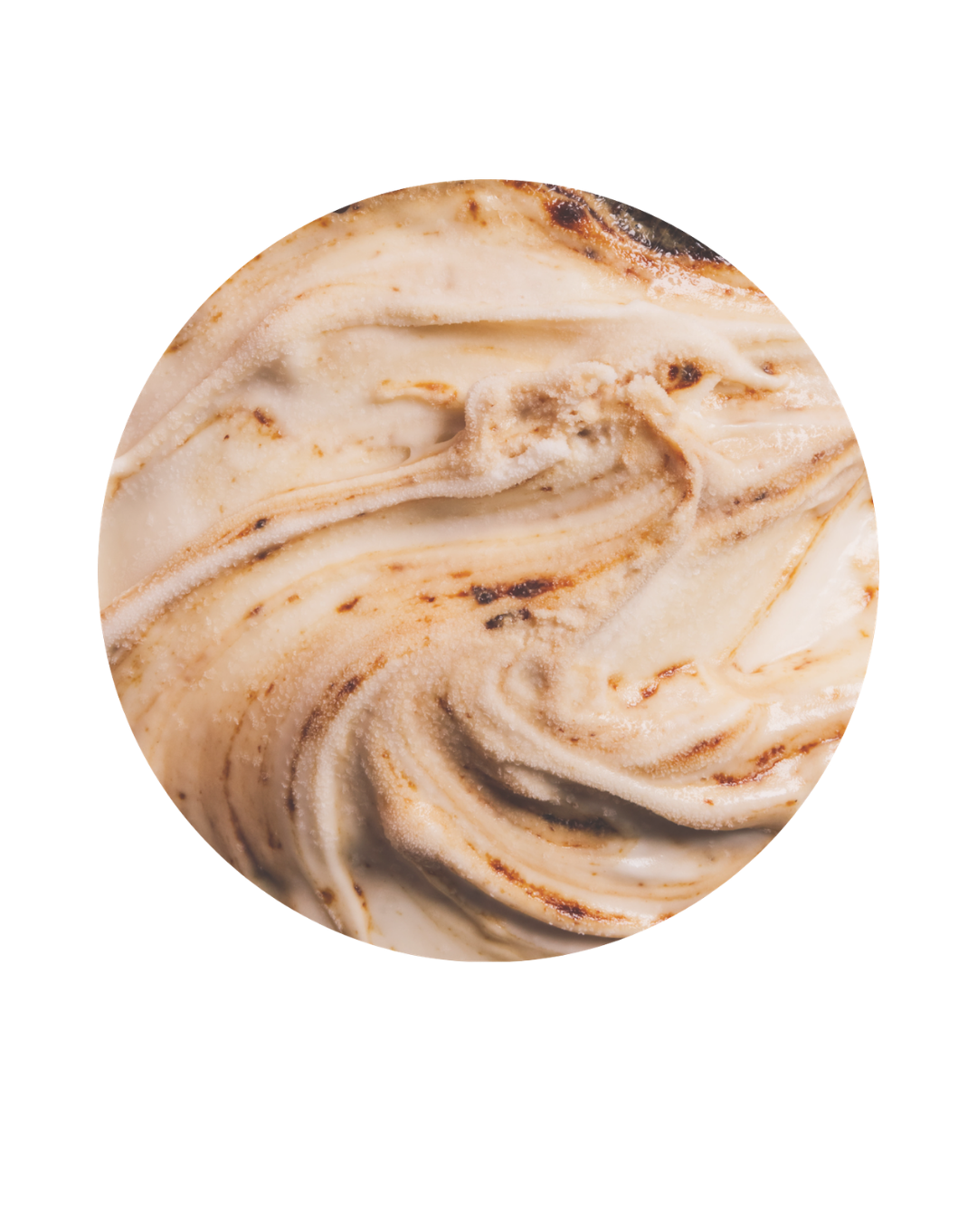Marbled vanilla and cinnamon sugar cookie with swirled patterns.