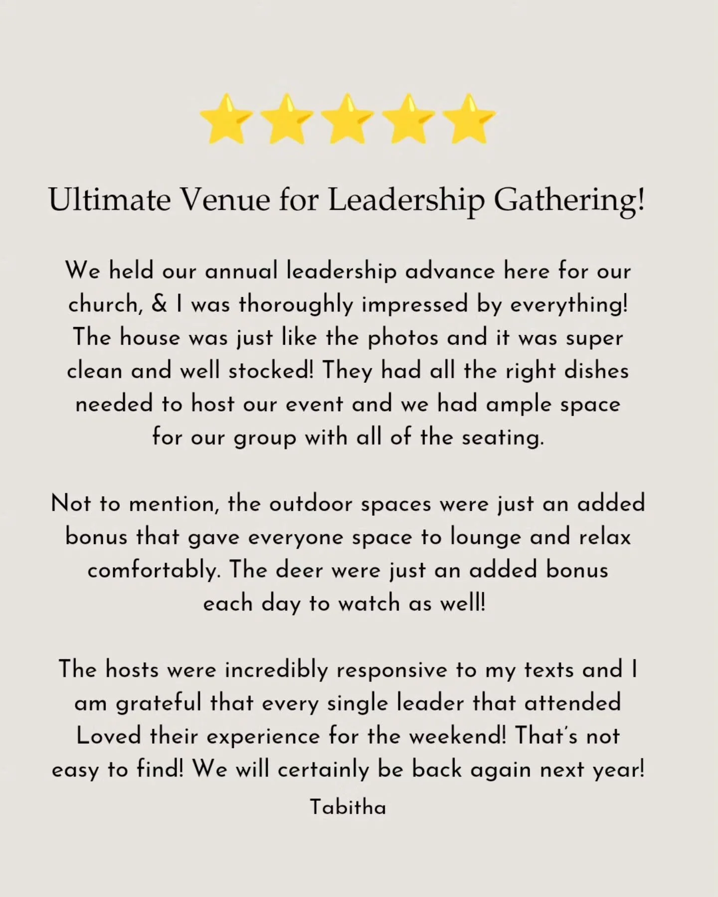 Leadership teams need space to dream, plan, and just be together. ✨

Tabitha brought her church leadership crew to The Gathering for their annual advance, and we loved seeing them fill the great room, spill out onto the porches, and unwind outdoors w