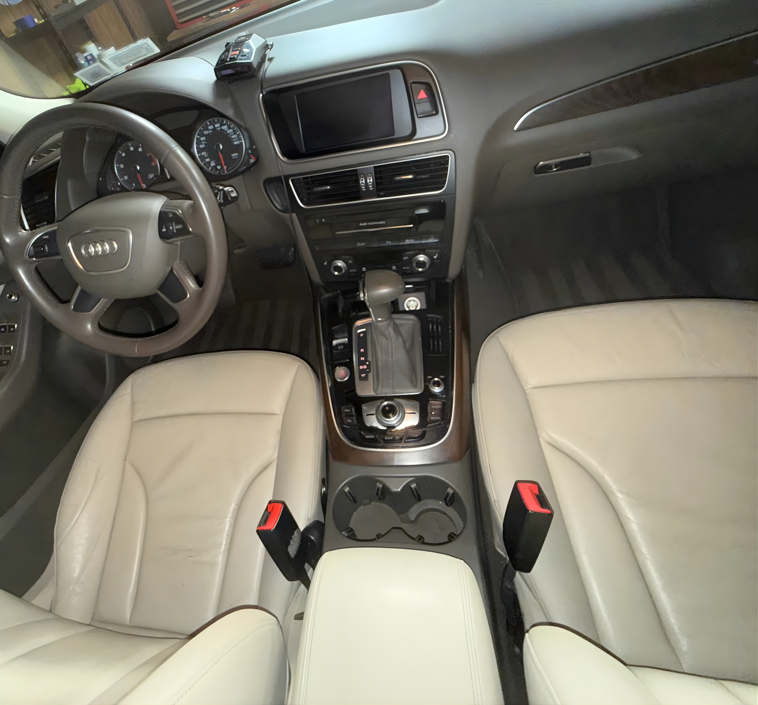 Professional interior deep cleaning and detailing for an Audi in Ithaca, NY, by Results Detailing, featuring steam cleaning and leather conditioning.